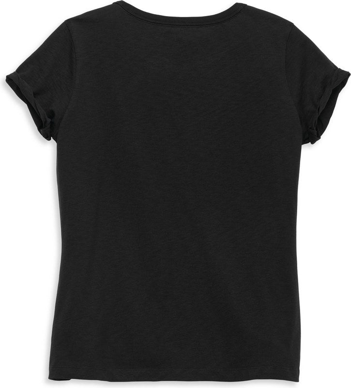 Harley-Davidson Women'S Bar & Shield Cuffed Sleeve Graphic Tee  Black Beauty | 96116-22VW