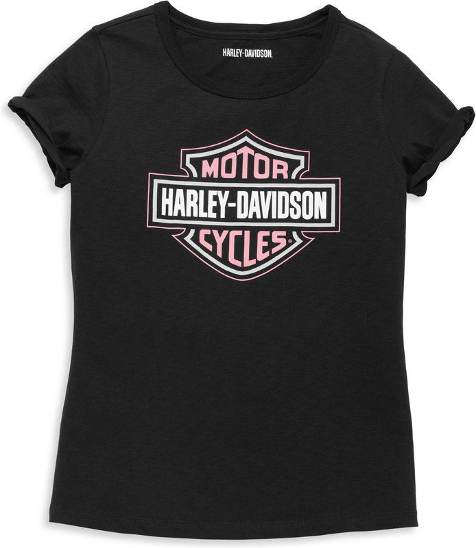 Harley-Davidson Women'S Bar & Shield Cuffed Sleeve Graphic Tee  Black Beauty | 96116-22VW