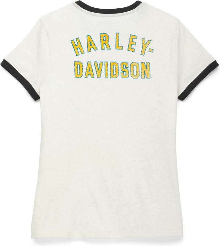 Harley-Davidson Racer Font Ringer Graphic Tee For Women  Coconut Heather | 96117-22VW