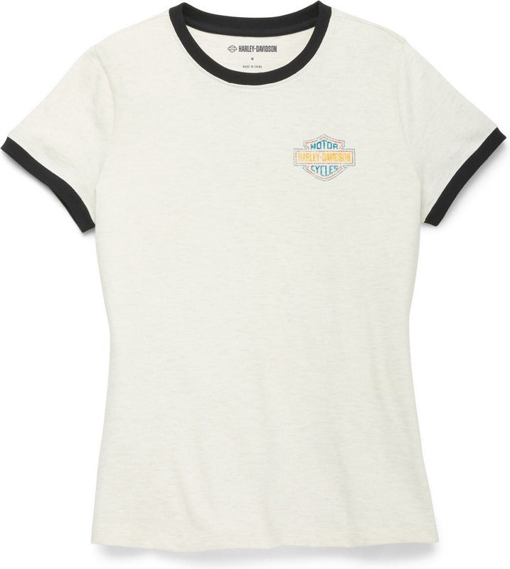 Harley-Davidson Racer Font Ringer Graphic Tee For Women  Coconut Heather | 96117-22VW