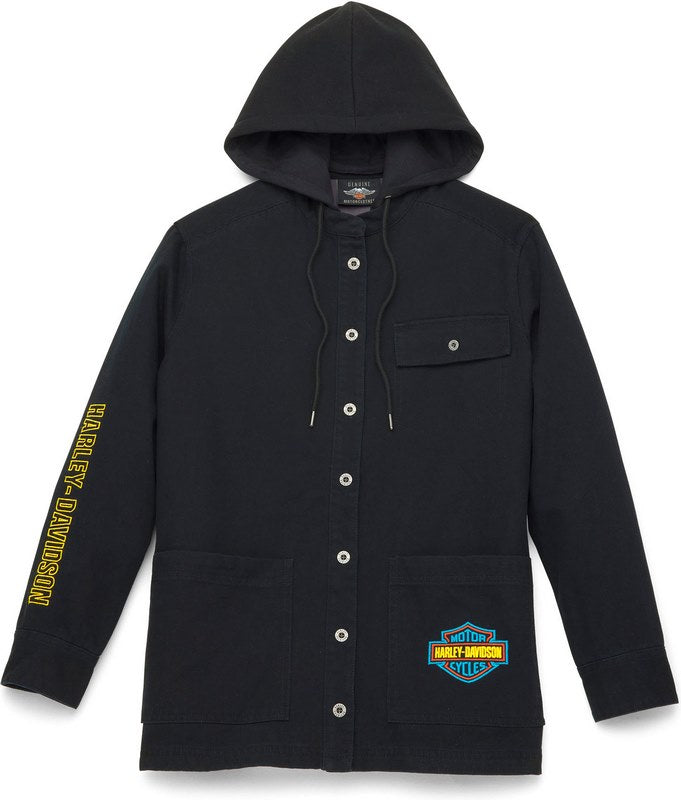 Harley-Davidson Bar Font Shirt Jacket With Removable Hood For Women  Black Beauty | 96119-22VW