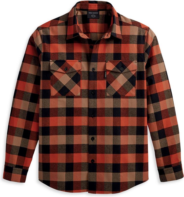 Harley-Davidson Men'S Essence Shirt  Orange Plaid | 96119-23VM