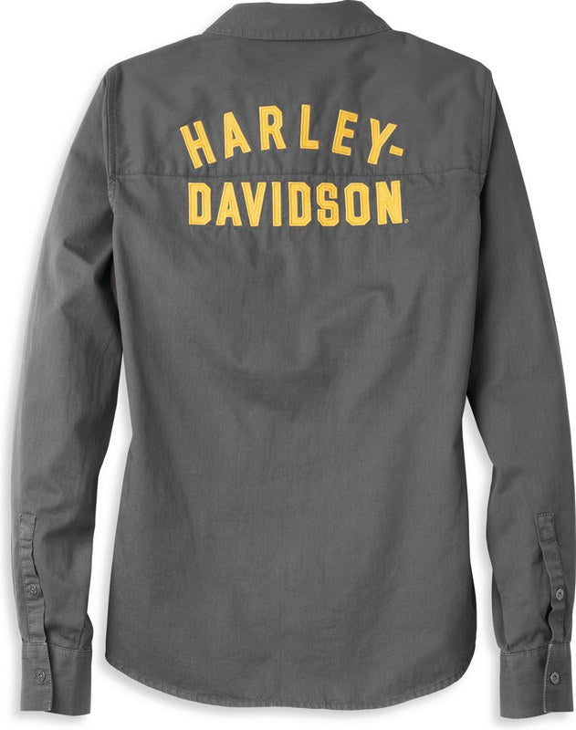 Harley-Davidson Bar & Shield Solid Soft Twill Shirt For Women  Blackened Pearl | 96121-22VW