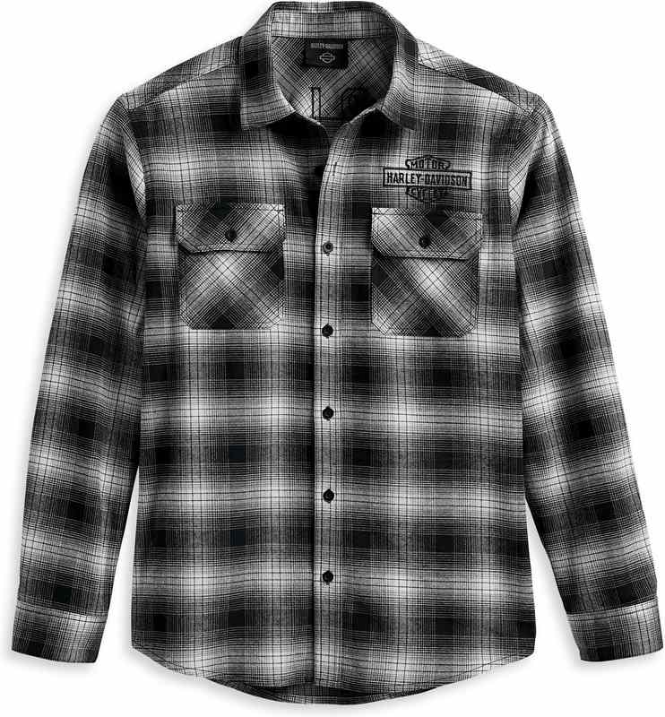 Harley-Davidson Men'S Safari Flannel  Black Plaid | 96121-23VM