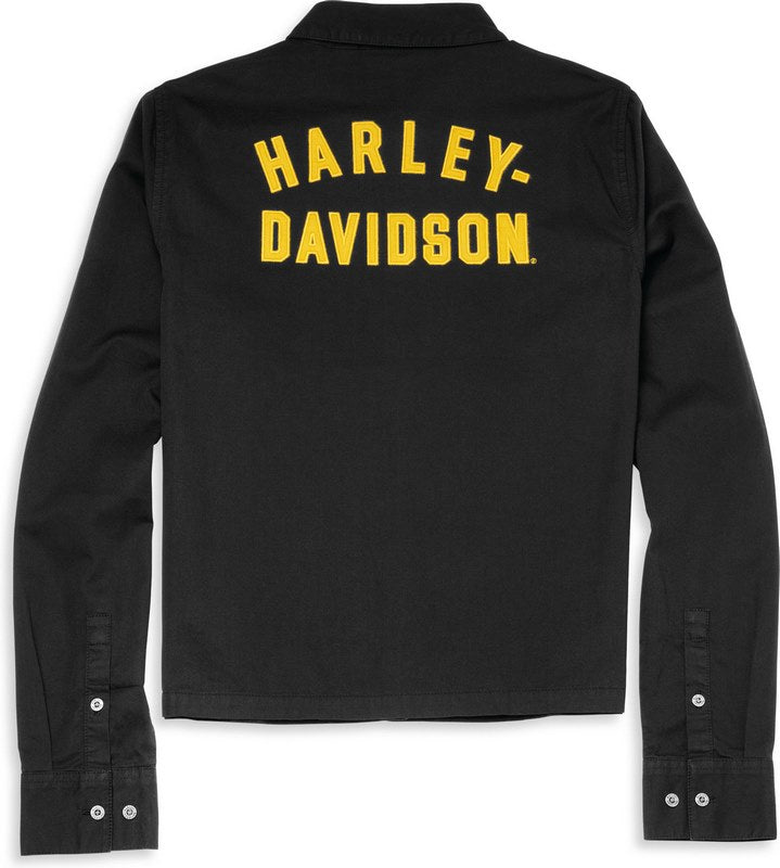 Harley-Davidson Racer Font Relaxed Fit Soft Twill Shirt For Women  Black Beauty | 96123-22VW