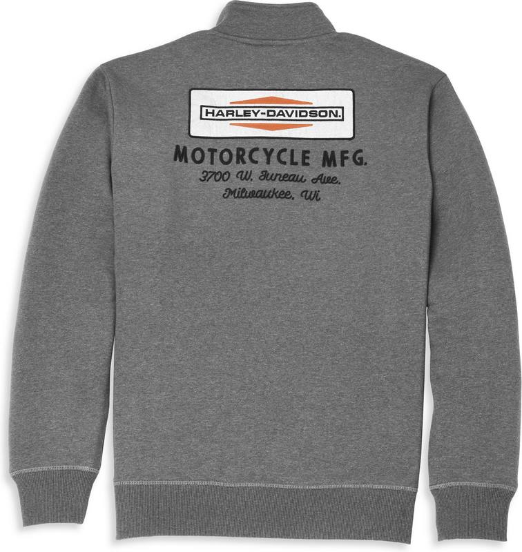 Harley-Davidson Men'S Stacked Logo 1/4-Zip Mockneck  Blackened Pearl Heather | 96126-22VM