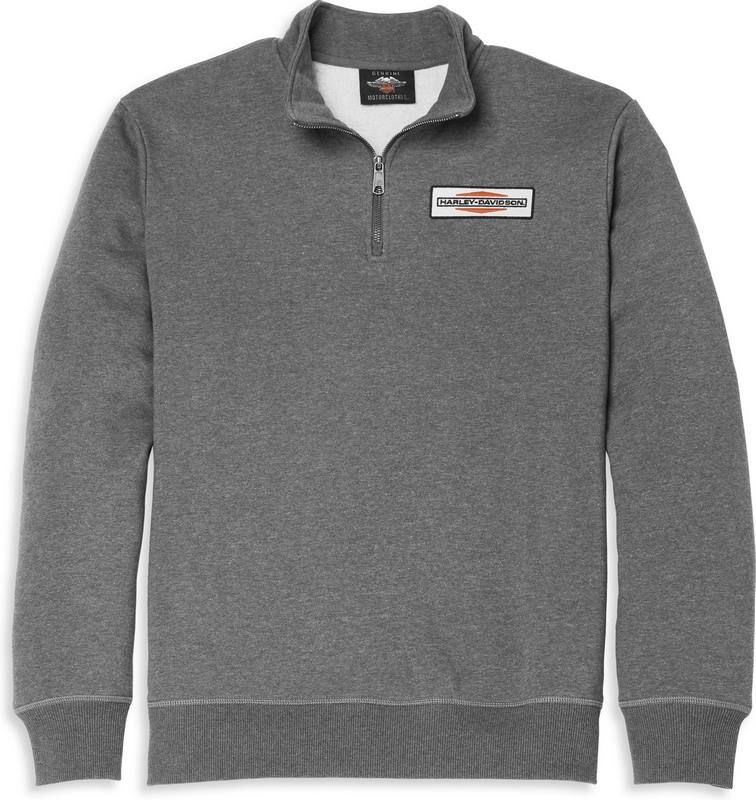 Harley-Davidson Men'S Stacked Logo 1/4-Zip Mockneck  Blackened Pearl Heather | 96126-22VM