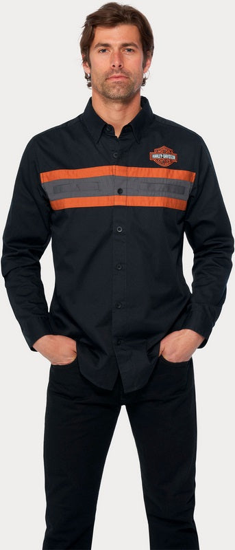 Harley-Davidson Shirt-Woven  Colorblock-Design-Black Beauty | 96127-23VM