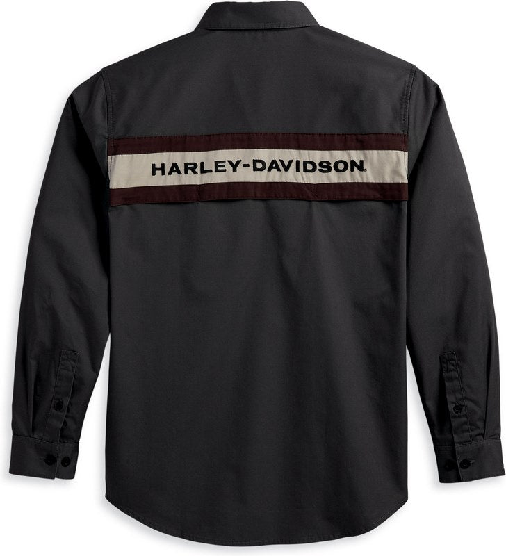 Harley-Davidson Shirt-Woven  Colorblock-Design-Blackened Pearl | 96128-23VM