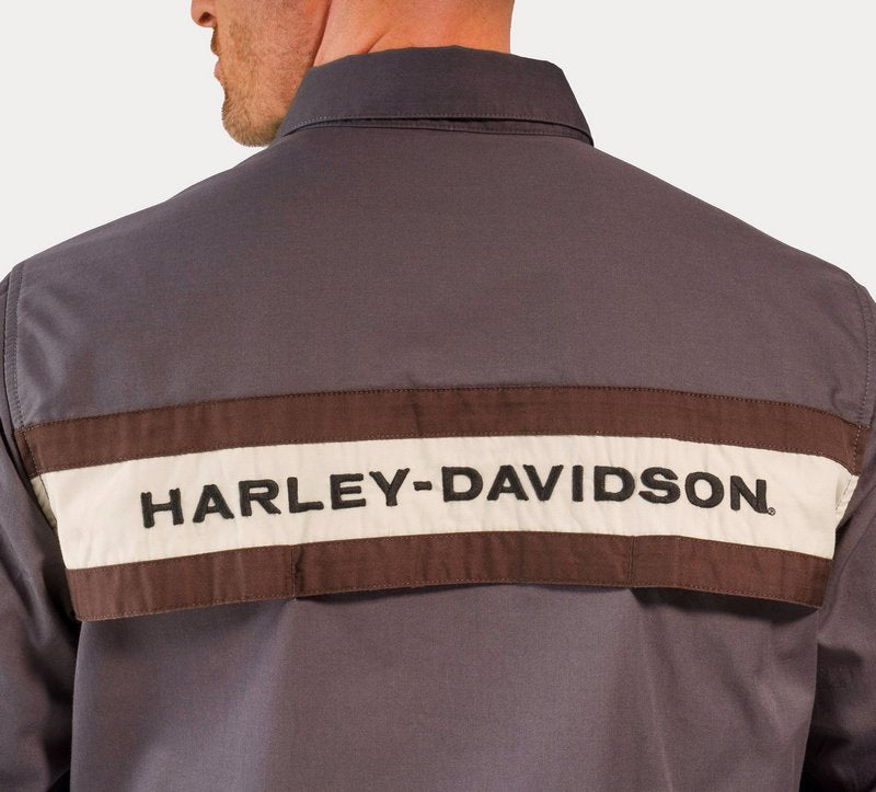Harley-Davidson Shirt-Woven  Colorblock-Design-Blackened Pearl | 96128-23VM