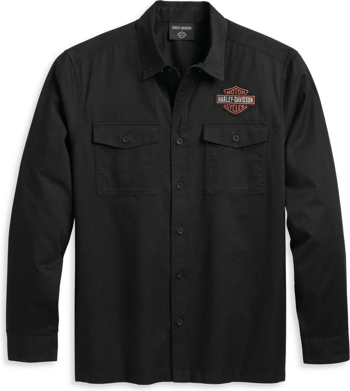 Harley-Davidson Men'S Bar & Shield Long Sleeve Shirt  Black Beauty | 96131-23VM