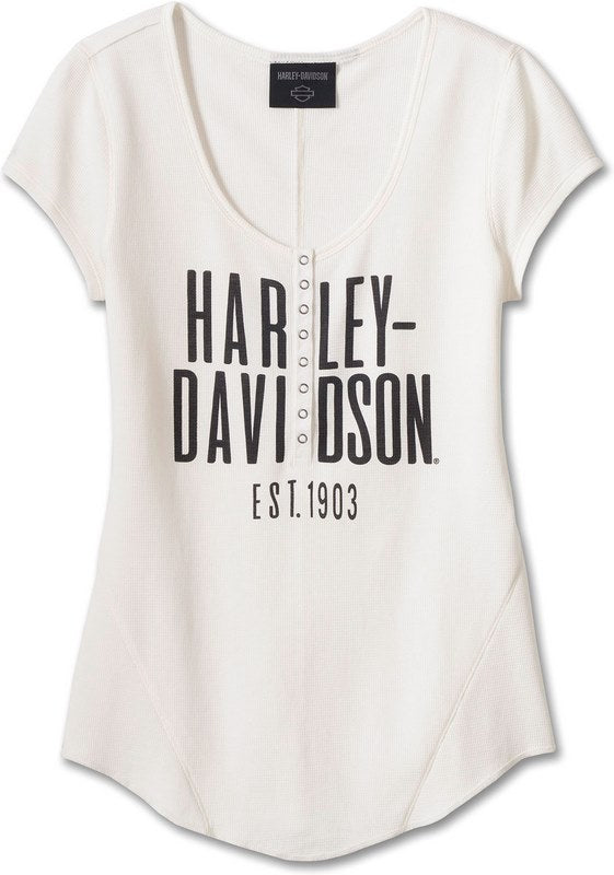 Harley-Davidson Women'S Cali Henley Knit Top  Cloud Dancer | 96132-24VW
