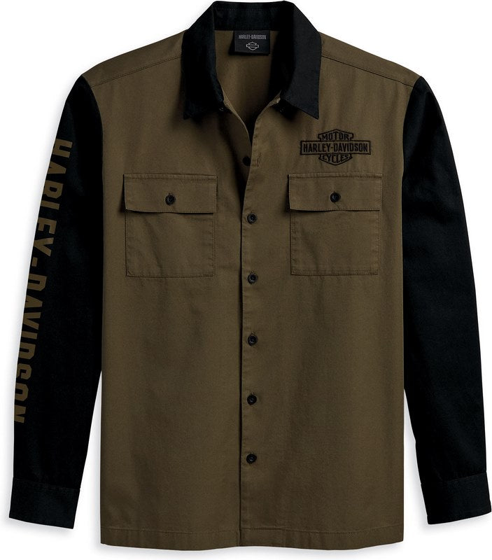 Harley-Davidson Shirt-Woven  Colorblock-Design-Grape Leaf | 96136-23VM