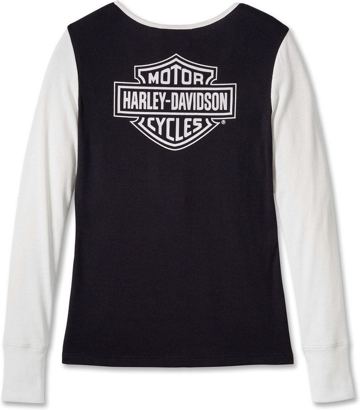 Harley-Davidson Henley-Knit  Colorblock-Design-Black Beauty | 96140-24VW