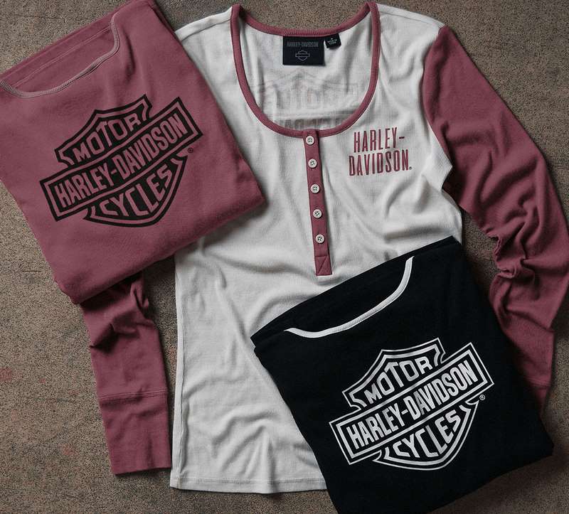 Harley-Davidson Henley-Knit  Colorblock-Design-Cloud Dancer | 96141-24VW