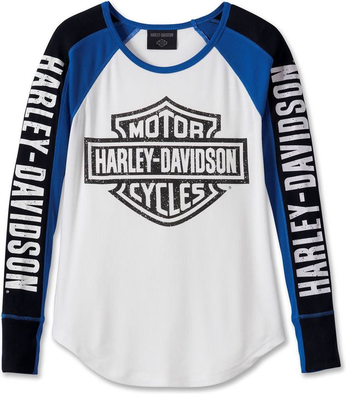 Harley-Davidson Women'S Bar & Shield Raglan Long Sleeve Tee  Colorblock-Design-Bright White | 96143-24VW