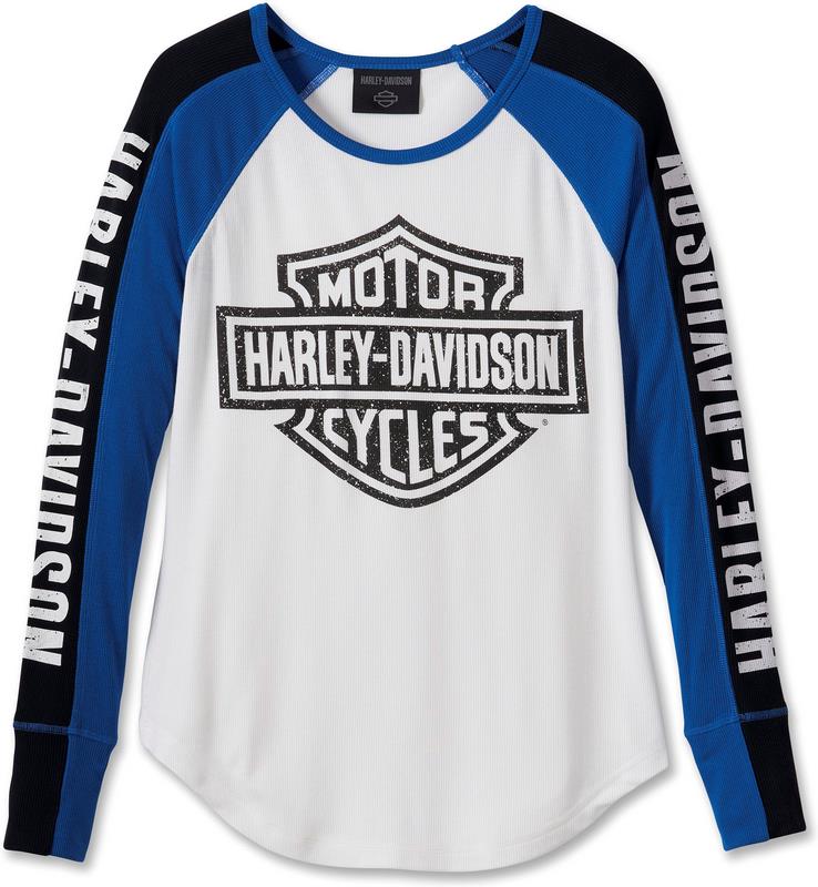 Harley-Davidson Women'S Bar & Shield Raglan Long Sleeve Tee  Colorblock-Design-Bright White | 96143-24VW