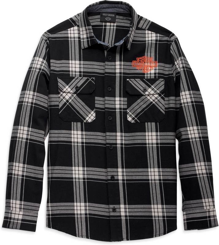 Harley-Davidson Men'S Road Captain Shirt  Black Plaid | 96145-23VM