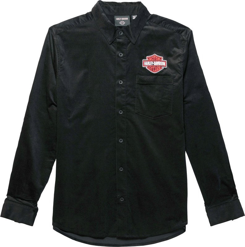 Harley-Davidson Men'S Bar & Shield Corduroy Shirt  Black Beauty | 96147-23VM