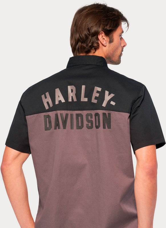 Harley-Davidson Shirt-Woven  Colorblock-Design-Blackened Pearl | 96152-23VM