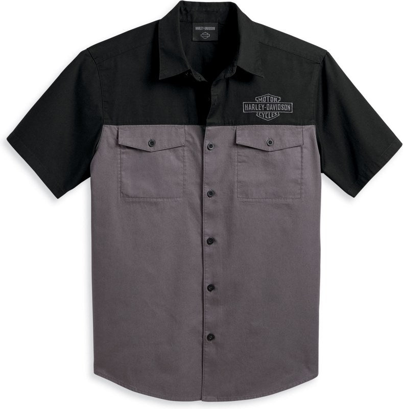 Harley-Davidson Shirt-Woven  Colorblock-Design-Blackened Pearl | 96152-23VM