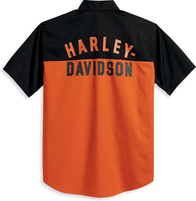 Harley-Davidson Shirt-Woven  Colorblock-Design-Bombay Brown | 96153-23VM