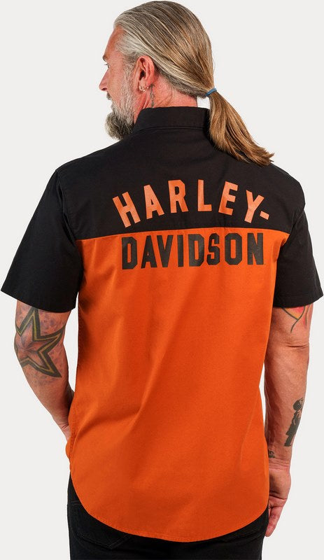 Harley-Davidson Shirt-Woven  Colorblock-Design-Bombay Brown | 96153-23VM