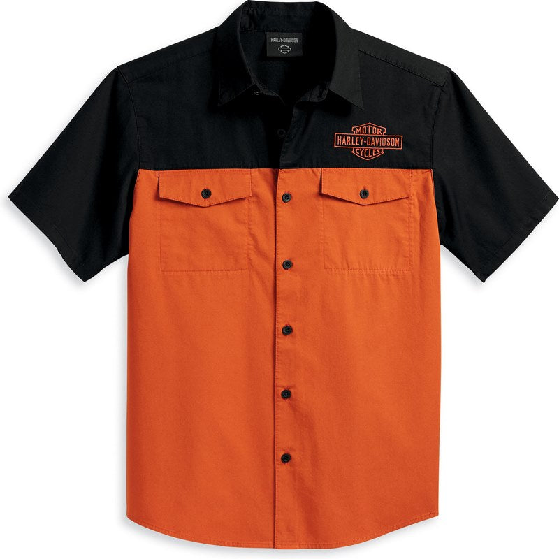 Harley-Davidson Shirt-Woven  Colorblock-Design-Bombay Brown | 96153-23VM