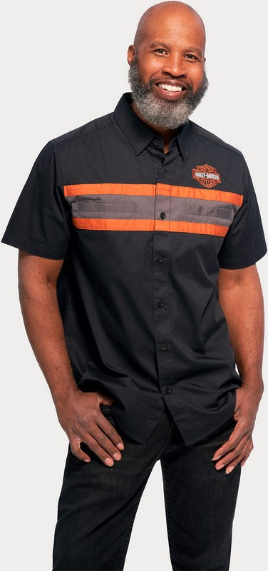 Harley-Davidson Shirt-Woven  Colorblock-Design-Black Beauty | 96157-23VM