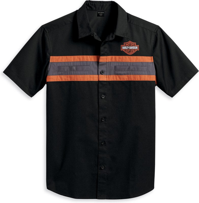 Harley-Davidson Shirt-Woven  Colorblock-Design-Black Beauty | 96157-23VM