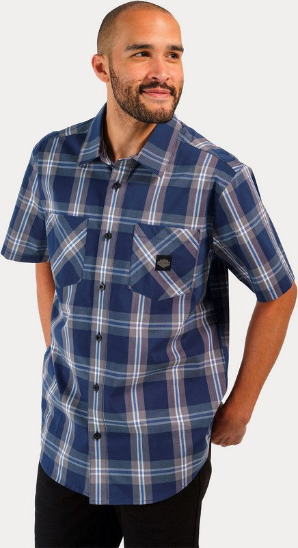 Harley-Davidson Men'S Staple Poplin Shirt  Blue Plaid | 96163-23VM