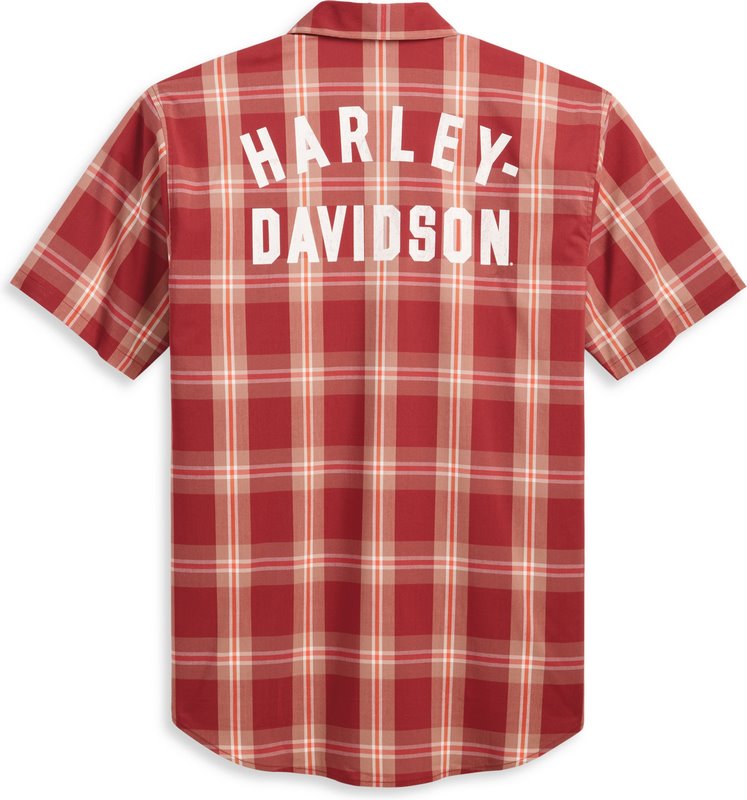 Harley-Davidson Men'S Staple Poplin Shirt  Red Checkered | 96164-23VM