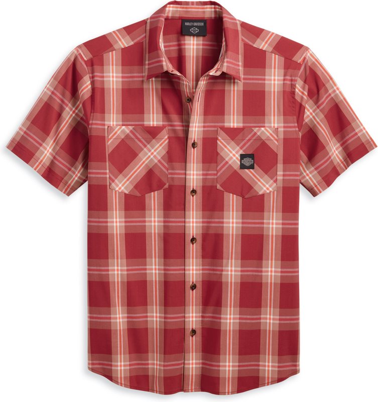 Harley-Davidson Men'S Staple Poplin Shirt  Red Checkered | 96164-23VM