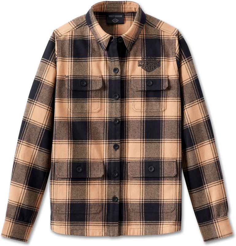 Harley-Davidson Shirt Jacket-Woven  Yarn Dyed Plaid-Tannin | 96165-24VW