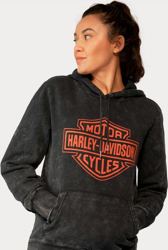 Harley-Davidson Women'S Custom Vintage Wash Pullover Hoodie  Black Beauty | 96181-23VW