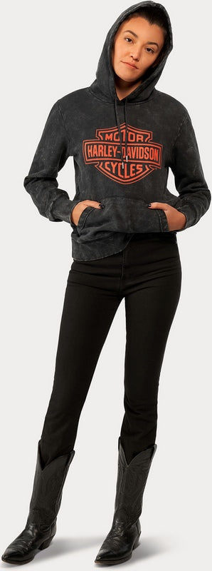 Harley-Davidson Women'S Custom Vintage Wash Pullover Hoodie  Black Beauty | 96181-23VW