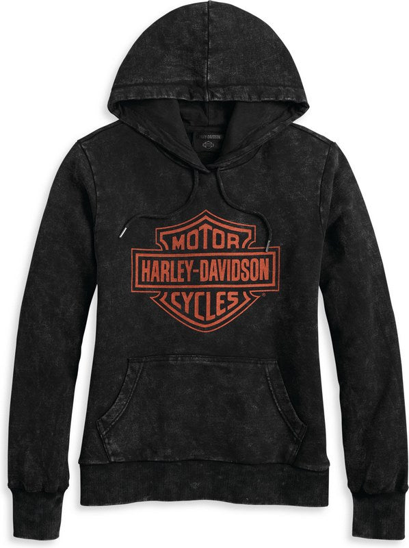 Harley-Davidson Women'S Custom Vintage Wash Pullover Hoodie  Black Beauty | 96181-23VW
