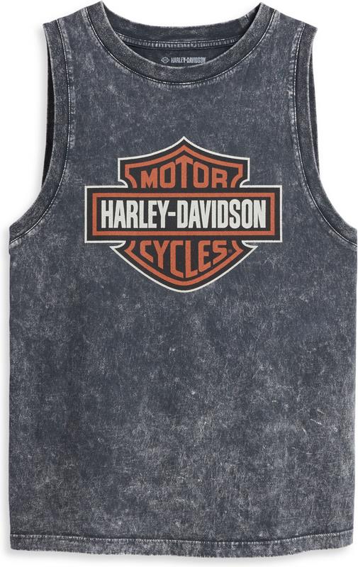 Harley-Davidson Women'S Chrome Warrior Vintage Wash Muscle Tank  Blackened Pearl | 96209-23VW