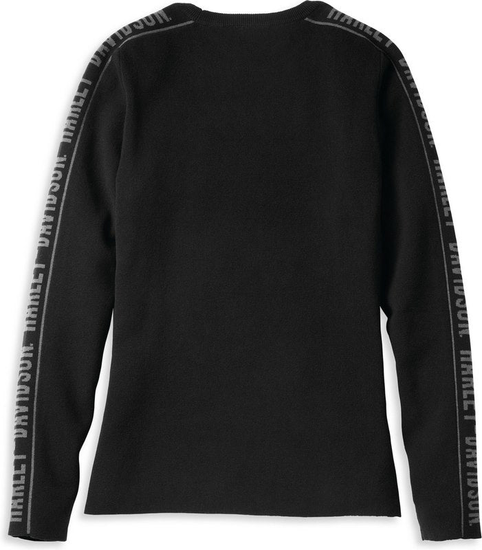 Harley-Davidson Jacquard Sleeve Sweater For Women  Black Beauty | 96220-22VW