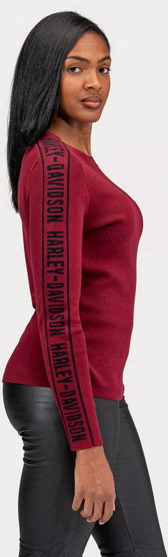 Harley-Davidson Jacquard Sleeve Sweater For Women  Cabernet | 96221-22VW