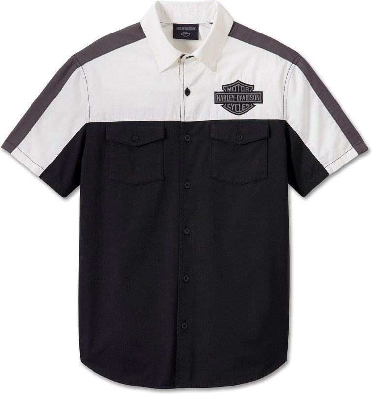 Harley-Davidson Shirt-Woven  Colorblock-Design-Black Beauty | 96227-24VM
