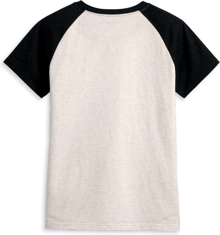Harley-Davidson Women'S United Raglan V-Neck Tee  Colorblock-Design-Cloud Dancer Heather | 96232-23VW