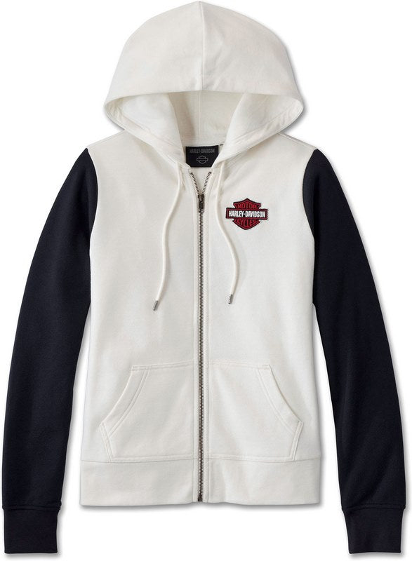 Harley-Davidson Bar & Shield Zip Front Hoodie For Women  Cloud Dancer | 96242-24VW