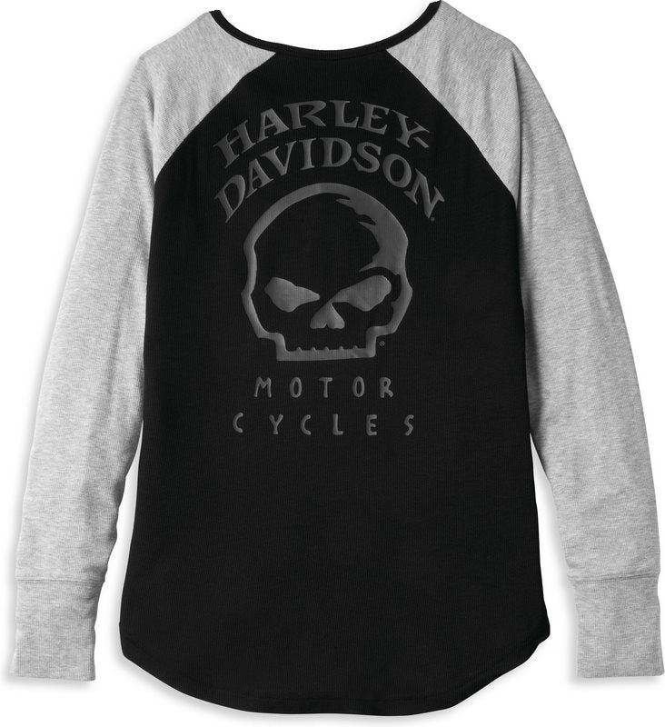Harley-Davidson Willie G Skull Laced Front Henley For Women  Black Beauty | 96252-22VW