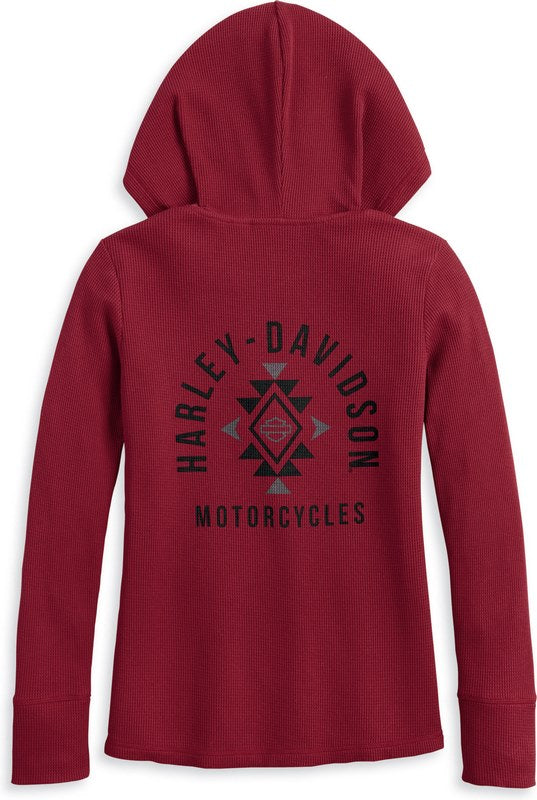 Harley-Davidson Women'S Bohemian Hooded Thermal Knit Top  Tibetan Red | 96257-23VW