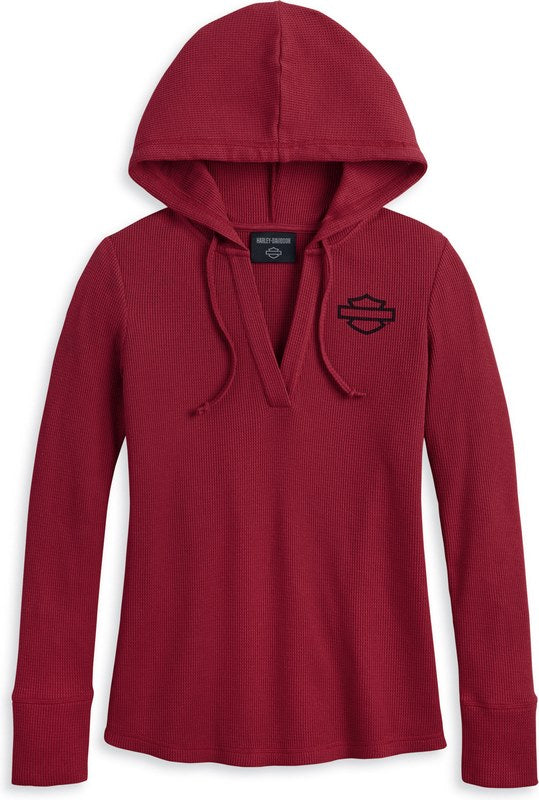 Harley-Davidson Women'S Bohemian Hooded Thermal Knit Top  Tibetan Red | 96257-23VW