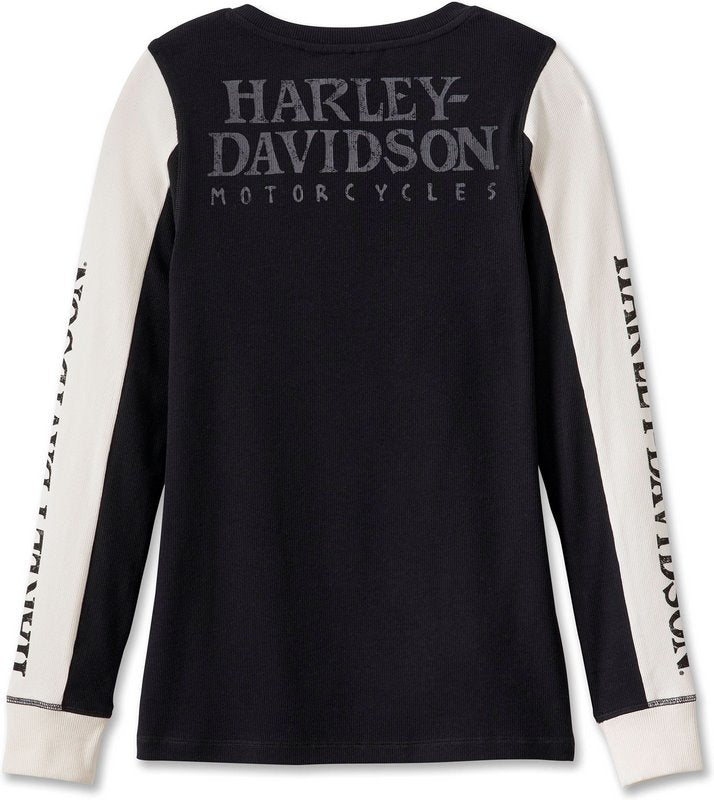 Harley-Davidson Henley-Knit  Colorblock-Design-Black Beauty | 96258-24VW