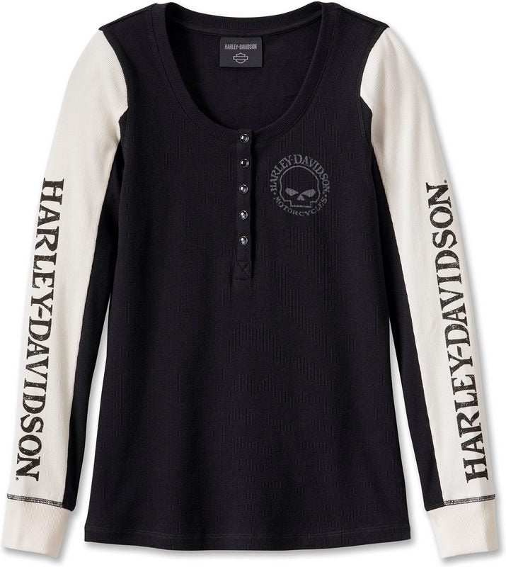 Harley-Davidson Henley-Knit  Colorblock-Design-Black Beauty | 96258-24VW