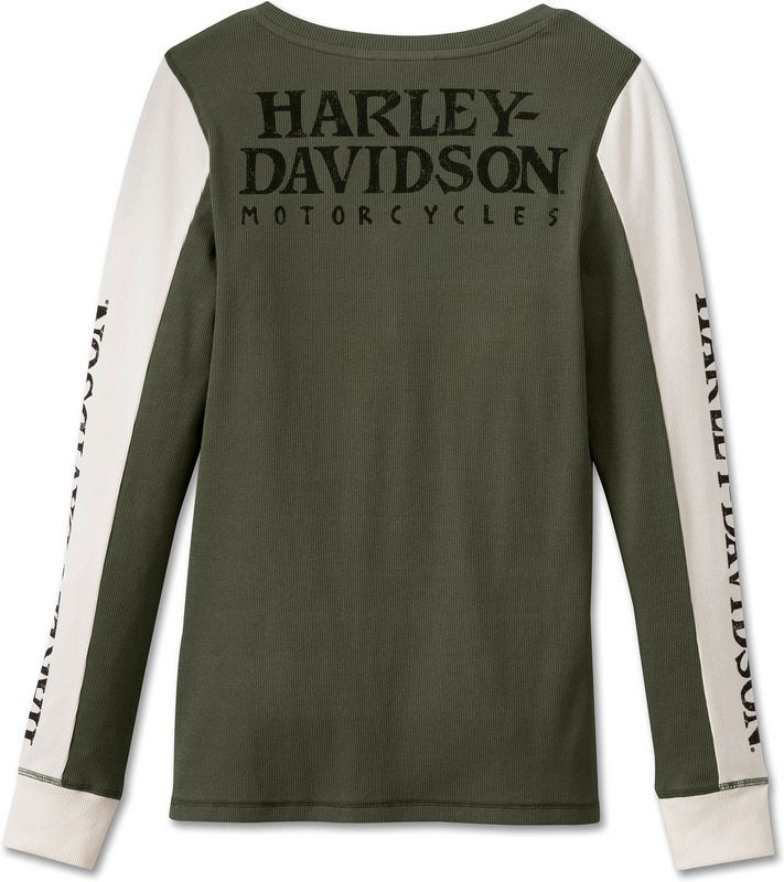 Harley-Davidson Henley-Knit  Colorblock-Design-Grape Leaf | 96260-24VW
