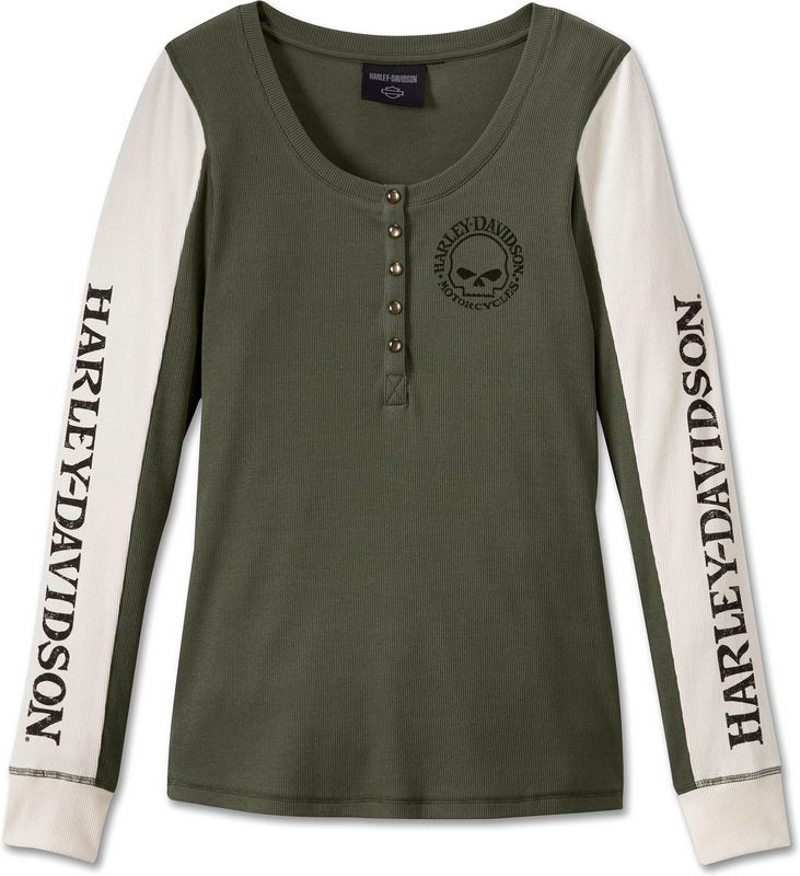 Harley-Davidson Henley-Knit  Colorblock-Design-Grape Leaf | 96260-24VW